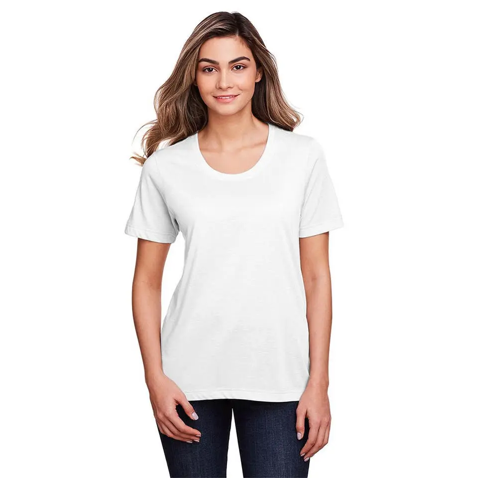 ポリエステル2023半袖サマーウェアレディースポリエステルTシャツで作られたあなた自身のプレーンブランクOネック女性Tシャツをデザインする
