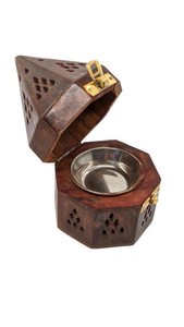 Wooden <b>Cone</b> <b>Incense</b> <b>Burner</b> Holder Bakhoor Box Storage Wooden Pyramid Style Mabkhara Wooden Bakhoor <b>Burner</b> Box - Product Image 3