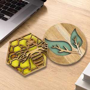 Ensemble de sous-verres en résine et en bois personnalisable de haute qualité, parfait pour l'image de marque, cadeau, esthétique intérieure, disponible en vente en gros - Product Image 6