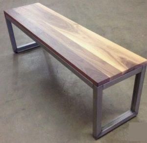 Grand banc de jardin en fer personnalisable Produit artisanal en bois et métal pour banc décoratif assis - Product Image 2
