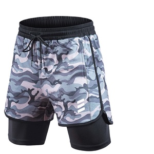 Wholesales Custom Logo Men's <b>Compression</b> Workout <b>Shorts</b> 2 in 1 Fitness Men's Gym <b>Shorts</b> With Pockets - Product Image 1