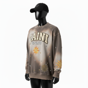 Sweat-shirt en molleton épais 350 GSM, dégradé de brun, broderie personnalisée, logo en strass, sweat-shirts basiques - Product Image 5