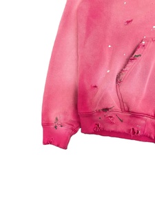 Sweat à capuche vintage à fermeture éclair personnalisé pour hommes Sun Faded Ripped Distress Street Red Fleece Hoodie Digital Oversized Cotton Winter - Product Image 3