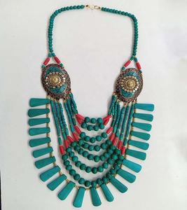 Vente chaude Style bohème perles d'os mosaïque pendentif collier GC-NK-355 femmes mode bijoux fabricant indien prix d'exportation - Product Image 4