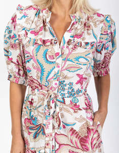 เดรสแม็กซี่พิมพ์ลายหลากสีสวยงาม ไซส์ใหญ่ แขนสั้น สำหรับฤดูร้อน สไตล์ลำลองสำหรับผู้หญิง ลายพิมพ์ Lola สุดพิเศษ - Product Image 3