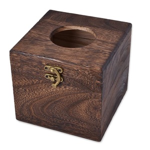 Serviette de table moderne en bois de noyer de luxe et couverture de boîte de mouchoirs en papier noir pour bureau à domicile et restaurant Carton emballé - Product Image 5