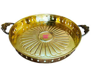 Bandeja de servicio redonda de Metal chapado en oro personalizable con mango de borde en relieve para el hogar, restaurante, Hotel, herramientas de ensalada - Product Image 4