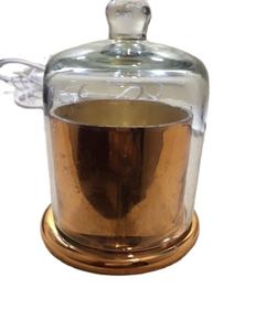 Handmade Silk Screen Printed Copper-Look <b>Glass</b> Votive <b>Candle</b> Holder Dome Lid Elegant Home Decoration Christmas <b>Lantern</b> for - Product Image 1