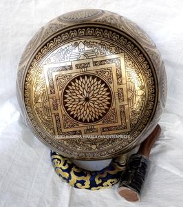 Cuencos Cantores de latón hechos a mano tibetanos de Nepal estilo Feng Shui arte especial tallado Metalware - Product Image 2