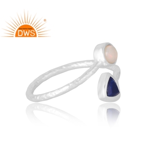 แหวนพลอยโอปอลและไพฑูรย์ธรรมชาติทำจากเงินสเตอร์ลิง925ผลิตตามสั่ง - Product Image 4