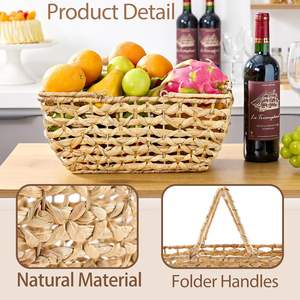 สินค้ามาใหม่ 2026 ตะกร้าหวายสานลายวินเทจ ดีไซน์เรียบง่าย เป็นมิตรกับสิ่งแวดล้อม สำหรับเก็บผลไม้ จัดระเบียบครัว ทนทาน ใช้เป็นตะกร้าปิกนิกได้ - Product Image 3