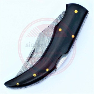 Lame pliante en acier damas manche en bois couteau de poche de camping couteaux pliants de chasse en plein air - Product Image 4