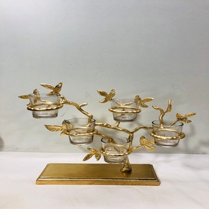 Bougeoir en verre plaqué or avec logo personnalisé et motif de fleur du Ramadan Support en aluminium sans flamme pour l'éclairage de la maison - Product Image 4