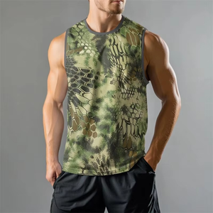Men's Summer Gym Tank Top Knitted 100% Cotton High Street Style Breathable Fitness Loose Tees - Product Image 3