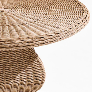 โต๊ะหวายโค้งใหม่โต๊ะข้างแบบทำมือพร้อมฐานแกะสลักโต๊ะกาแฟสไตล์โบฮีเมียนธรรมชาติตกแต่งลานบ้านห้องนั่งเล่น - Product Image 4