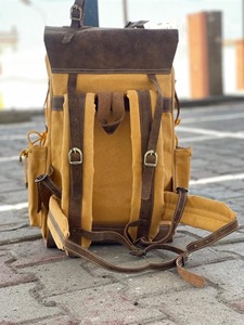 Leather Canvas Luxury Backpack Stylish Vintage Travel <b>School</b> Laptop <b>Rucksack</b> Large Capacity Eco-Friendly Unisex Factory - Product Image 3