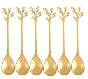 Cuillères à thé en laiton au look merveilleux poignée de designer en relief doré pour table à manger cuillères à dessert et à soupe à bas prix - Product Image 1