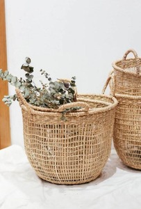 Set of 2 Floppy Seagrass Storage <b>Baskets</b> for Kitchen & Bathroom Use Multifunctional - Product Image 3