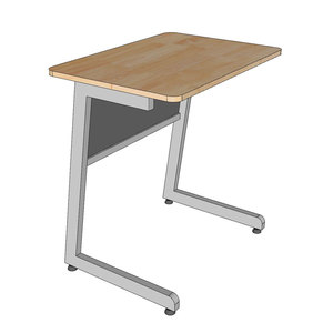 Bureau d'étudiant de style moderne avec pieds en fer en forme de C 70x50cm, mobilier scolaire en bois de caoutchouc - PSD037 - Product Image 3