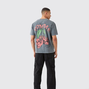 เสื้อยืดวินเทจทรงโอเวอร์ไซส์สีเทา ผ้าฝ้าย 100% ซักกรด ผลิตแบบ OEM สำหรับขายส่ง แห้งเร็ว เนื้อผ้าหนา พิมพ์ลายกราฟิกด้วยเทคนิค DTG สำหรับผู้ชาย - Product Image 4