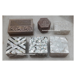 Design exclusif et magnifique pierre marbre et incrustation de nacre boîtes à bijoux de couleurs mélangées pour décorations de mariage but - Product Image 1