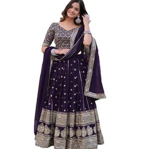 Derniers travaux de broderie à séquences lourdes de créateur Lehenga Choli Faux Georgette Material by Fab Zone Indian & Pakistanais Clothing - Product Image 1