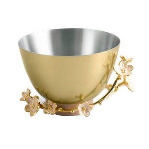 Juego de 2 cuencos para servir comida chapados en oro de alta calidad estándar, mesa de cena de lujo, forma redonda, cuenco para servir dulces, Mesa - Product Image 5