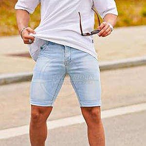 Pantalones cortos vaqueros informales de algodón para hombre con logotipo estampado personalizado Tamaño adulto Patrón sólido Fabricado en Pakistán - Product Image 5