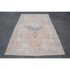 Tapis turc vintage 6,9x10,5 pi (211x320 cm), tapis persan rose - Product Image 1