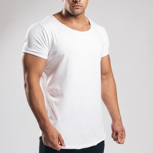 Diseño personalizado cuello redondo secado rápido transpirable ecológico negro gimnasio manga corta Camiseta para hombres 100% algodón con servicio OEM - Product Image 5