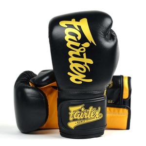 นวมชกมวย Fairtex สีเหลืองแบบกำหนดเอง คุณภาพพรีเมียม หนังแท้ กันน้ำ แบบผูกเชือก สำหรับฝึกซ้อมและแข่งขัน MMA มวยไทย - Product Image 3