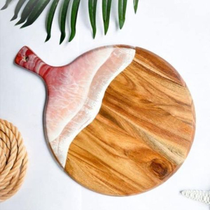 Tabla de Cortar de Madera Artesanal con Diseño Floral Morado, Tabla de Cortar de Cocina de Madera Maciza con Asa de Cuerda para Uso en Restaurantes - Product Image 3