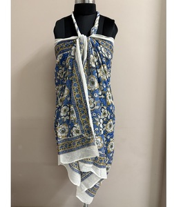 2025 Casual comodidad algodón mano bloque estampado Sarong Wrap chal mujeres fácil ajuste transpirable ligero cálido climas frente al mar - Product Image 1