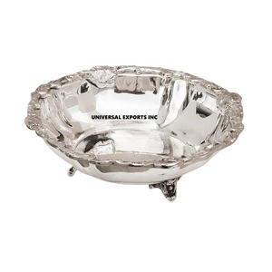 Bol à chocolat à deux étages en métal, argenté nickelé, décoration de mariage, forme ronde de luxe, support à chocolat de table - Product Image 2