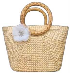 Mode féminine vacances d'été grande capacité sac de paille ouvert seau en forme de rotin fourre-tout avec deux poignées pour la plage - Product Image 1