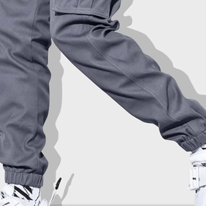 100% algodón de alta calidad para hombre Pantalones apilados verano solapa bolsillo nueva colección ajuste Regular pantalones apilados hombres Color gris ropa activa - Product Image 5