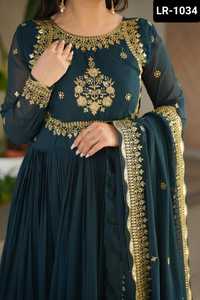 Indian Ethnic Wear Faux Blooming Georgette with Zari Thread and Sequins Embroidery Work Anarkali Gowns for Wedding Wear Suit - Product Image 5