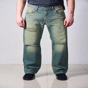 Jeans de Mezclilla Desgastados y Rotos para Hombre |   Pantalones Vaqueros Rectos de Moda Urbana, Logotipo Personalizado OEM, Venta al Por Mayor, Otoño/Primavera - Product Image 5