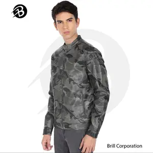 Boys Camo Printed Motor Cycle Fashion Wear Leather Jacket Men | PU leather jacket men / biker jacket men