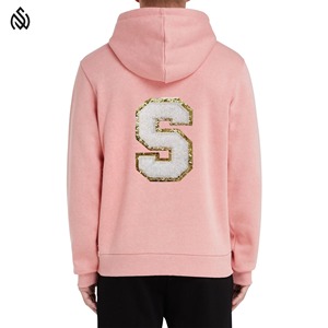 Sudadera con capucha bordada de chenilla de felpa francesa de gran tamaño personalizada para hombre, forro polar al por mayor con parches personalizados para invierno - Product Image 2