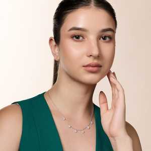 92.5 Silver <b>Necklace</b> with Diamond Ball Shape for Wedding Occasions-188865 - Product Image 3