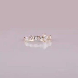 Handmade Design Women's Trendy Gold Engagement <b>Ring</b> with Lab Grown Marquise & Cut Diamond Bezel Setting for Parties Gifts - Product Image 2