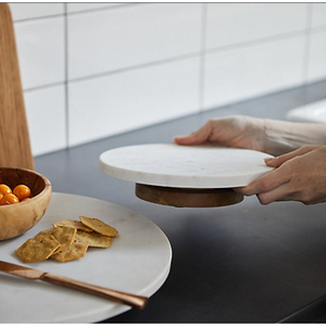 Vente en gros de support à gâteau rotatif en marbre Base Lazy Susan Support à gâteau en bois rustique pour mariage Rangement à domicile Fournitures d'organisation - Product Image 4