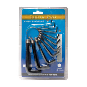 Serie 10 Chiavi Esagonali Nere "Teka Pro" con Anello - Product Image 1