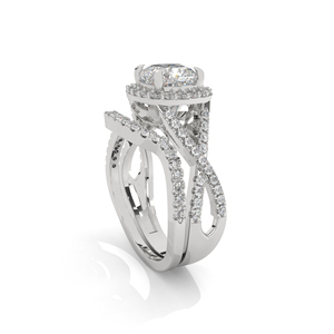 Anillo de corte de cojín cultivado en laboratorio para mujer Anillo solitario de halo de oro amarillo sólido de 14K para boda de compromiso - Product Image 3