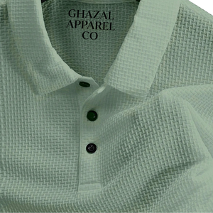 Polo de Punto Texturizado Verde Claro para Hombre, Manga Corta, Transpirable, Informal, para Golf, Suave, Ligero, Corte Regular, para Verano - Product Image 4