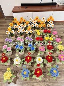 2025 Venta caliente hermosa maceta de orquídeas hecha a mano decoración del hogar regalo del Festival flor Artificial tejer flor regalo de ganchillo - Product Image 6