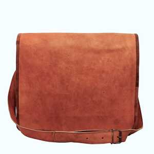 Mochila para Portátil de Cuero Genuino Marrón de 11*15 Pulgadas de World Craft Impex, 2 Cremalleras, Forro de Lona Verde, Logotipo Personalizado, Hecha a Mano - Product Image 2