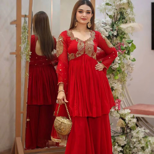 NUEVO DISEÑO Dhwaja Export Kurta/Kurti de Fiesta para Mujer con PLAZO, Georgette Pesada, Modal Puro, Muselina - Product Image 1