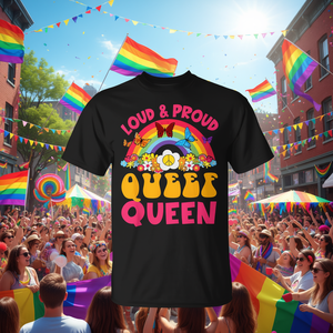 T-Shirt 'Loud & Proud Queef Queen' con Humor Adulti Audace per Promozioni - Product Image 3